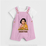 Palani Murugan Baby Blessings – Personalised Kids Dungaree - BABY PINK - 0 - 5 Months Old (Chest 18")