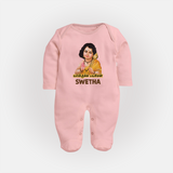 Palani Murugan Baby Blessings – Personalised Kids Fullbody Suit - BABY PINK - New Born (Chest 7.5")