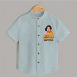 Palani Murugan Baby Blessings – Personalised Kids Shirt - ARCTIC BLUE - 0 - 6 Months Old (Chest 23")