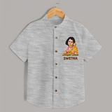 Palani Murugan Baby Blessings – Personalised Kids Shirt - GREY - 0 - 6 Months Old (Chest 23")