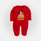 Palani Murugan Baby Blessings – Personalised Kids Fullbody Suit - RED - New Born (Chest 7.5")
