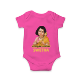 Palani Murugan Baby Blessings – Personalised Kids Romper - HOT PINK - New Born (Chest 14")