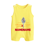 Sarvamum Sarvam Muruga – Personalised Kids Romper Suit - PASTEL YELLOW - 0 - 5 Months Old (Chest 18")
