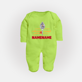 Sarvamum Sarvam Muruga – Personalised Kids Fullbody Suit - LIME GREEN - New Born (Chest 7.5")
