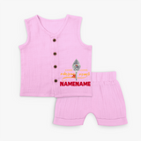 Sarvamum Sarvam Muruga – Personalised Kids Jabla Set - BABY PINK - 0 - 3 Months Old (Chest 9.8")