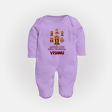 Aarupadai Veedu Murugan – Name Personalised Kids Fullbody Suit - LILAC - New Born (Chest 7.5")
