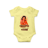 Kandhanukku Arohara – Murugan Blessings Personalised Kids Romper - PASTEL YELLOW - New Born (Chest 14")
