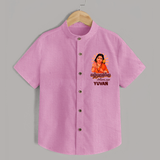 Kandhanukku Arohara – Murugan Blessings Personalised Kids Shirt - BABY PINK - 0 - 6 Months Old (Chest 23")