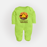 Kaakka Kaakka Kanavel Kaakka – Name Personalised Kids Fullbody Suit - LIME GREEN - New Born (Chest 7.5")