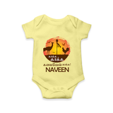 Kaakka Kaakka Kanavel Kaakka – Name Personalised Kids Romper - PASTEL YELLOW - New Born (Chest 14")