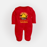Kaakka Kaakka Kanavel Kaakka – Name Personalised Kids Fullbody Suit - RED - New Born (Chest 7.5")