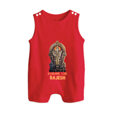 Saravanan Paada – Murugan Devotional Personalised Kids Romper Suit - RED - 0 - 5 Months Old (Chest 18")