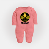 Yamarukka Bayamen – Vel Murugan Personalised Kids Fullbody Suit - PEACH - New Born (Chest 7.5")