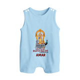Thiruchendur Murugan Blessings – Name Personalised Kids Romper Suit - BABY BLUE - 0 - 5 Months Old (Chest 18")