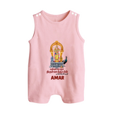 Thiruchendur Murugan Blessings – Name Personalised Kids Romper Suit - BABY PINK - 0 - 5 Months Old (Chest 18")