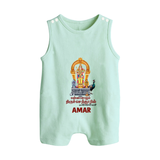 Thiruchendur Murugan Blessings – Name Personalised Kids Romper Suit - MINT GREEN - 0 - 5 Months Old (Chest 18")