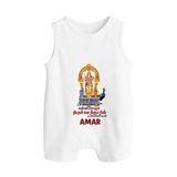 Thiruchendur Murugan Blessings – Name Personalised Kids Romper Suit - WHITE - 0 - 5 Months Old (Chest 18")