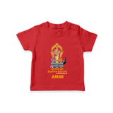 Thiruchendur Murugan Blessings – Name Personalised Kids T-Shirt - RED - 0-5 Months Old (Chest 17")
