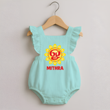 Om Murugan Vel Symbol – Name Personalised Kids Romper Frock - MINT GREEN - 0 - 3 Months Old (Chest 19")