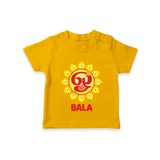 Om Murugan Vel Symbol – Name Personalised Kids T-Shirt - CHROME YELLOW - 0-5 Months Old (Chest 17")