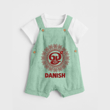 Om Murugan Traditional Mandala – Name Personalised Kids Dungaree - MINT GREEN - 0 - 5 Months Old (Chest 18")