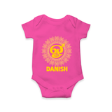 Om Murugan Traditional Mandala – Name Personalised Kids Romper - HOT PINK - New Born (Chest 14")