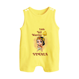 Little Vel Warrior Romper Suit | Personalized Baby Romper Suit for Lord Murugan - PASTEL YELLOW - 0 - 5 Months Old (Chest 18")