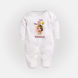 Little Vel Warrior Sleep Suit | Personalized Baby Sleep Suit for Lord Murugan - WHITE - New Born (Chest 7.5")