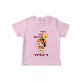 Little Vel Warrior T-Shirt | Personalized Baby T-Shirt for Lord Murugan - BABY PINK - 0-5 Months Old (Chest 17")