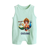 Murugan's Little Star Romper Suit | Personalized Baby Romper Suit for Murugan Devotees - MINT GREEN - 0 - 5 Months Old (Chest 18")