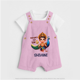 Murugan's Little Star Dungaree Set | Personalized Baby Dungaree Set for Murugan Devotees - BABY PINK - 0 - 5 Months Old (Chest 18")
