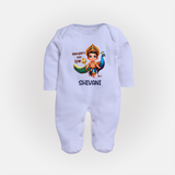 Murugan's Little Star Sleep Suit | Personalized Baby Sleep Suit for Murugan Devotees - BABY BLUE - New Born (Chest 7.5")