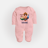 Murugan's Little Star Sleep Suit | Personalized Baby Sleep Suit for Murugan Devotees - BABY PINK - New Born (Chest 7.5")