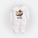 Murugan's Little Star Sleep Suit | Personalized Baby Sleep Suit for Murugan Devotees - WHITE - New Born (Chest 7.5")