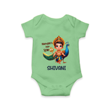 Murugan's Little Star Romper / Onesie | Personalized Baby Romper / Onesie for Murugan Devotees - GREEN - New Born (Chest 14")