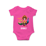Murugan's Little Star Romper / Onesie | Personalized Baby Romper / Onesie for Murugan Devotees - HOT PINK - New Born (Chest 14")