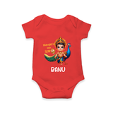 Murugan's Little Star Romper / Onesie | Personalized Baby Romper / Onesie for Murugan Devotees - RED - New Born (Chest 14")