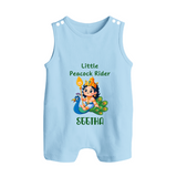 Little Peacock Rider Romper Suit | Custom Baby Romper Suit for Murugan's Divine Ride - BABY BLUE - 0 - 5 Months Old (Chest 18")