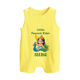 Little Peacock Rider Romper Suit | Custom Baby Romper Suit for Murugan's Divine Ride - PASTEL YELLOW - 0 - 5 Months Old (Chest 18")