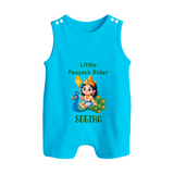 Little Peacock Rider Romper Suit | Custom Baby Romper Suit for Murugan's Divine Ride - SKY BLUE - 0 - 5 Months Old (Chest 18")