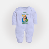 Little Peacock Rider Sleep Suit | Custom Baby Sleep Suit for Murugan's Divine Ride - BABY BLUE - New Born (Chest 7.5")