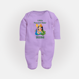 Little Peacock Rider Sleep Suit | Custom Baby Sleep Suit for Murugan's Divine Ride - LILAC - New Born (Chest 7.5")