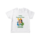 Little Peacock Rider T-Shirt | Custom Baby T-Shirt for Murugan's Divine Ride - WHITE - 0-5 Months Old (Chest 17")