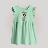 Little Surapadman Slayer Baby Frock | Personalized Baby Frock for Murugan's Heroic Deeds - MINT GREEN - 0 - 3 Months Old (Chest 17")
