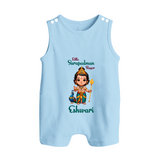 Little Surapadman Slayer Romper Suit | Personalized Baby Romper Suit for Murugan's Heroic Deeds - BABY BLUE - 0 - 5 Months Old (Chest 18")