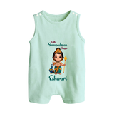 Little Surapadman Slayer Romper Suit | Personalized Baby Romper Suit for Murugan's Heroic Deeds - MINT GREEN - 0 - 5 Months Old (Chest 18")