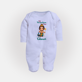 Little Surapadman Slayer Sleep Suit | Personalized Baby Sleep Suit for Murugan's Heroic Deeds - BABY BLUE - New Born (Chest 7.5")