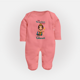 Little Surapadman Slayer Sleep Suit | Personalized Baby Sleep Suit for Murugan's Heroic Deeds - PEACH - New Born (Chest 7.5")
