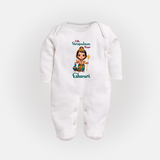 Little Surapadman Slayer Sleep Suit | Personalized Baby Sleep Suit for Murugan's Heroic Deeds - WHITE - New Born (Chest 7.5")