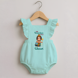 Little Surapadman Slayer Romper Frock | Personalized Baby Romper Frock for Murugan's Heroic Deeds - MINT GREEN - 0 - 3 Months Old (Chest 19")
